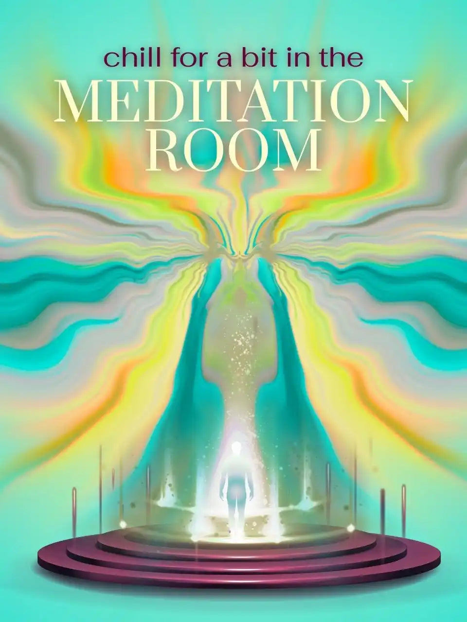 Graphic Design by J'Lea Designs featuring a soul entering a glowing rise of colorful energy flowing through the atmosphere.
