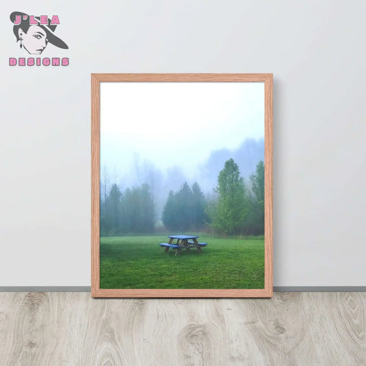 Misty Tranquility: Forest Picnic | Framed Photography Print - J'Lea Designs
