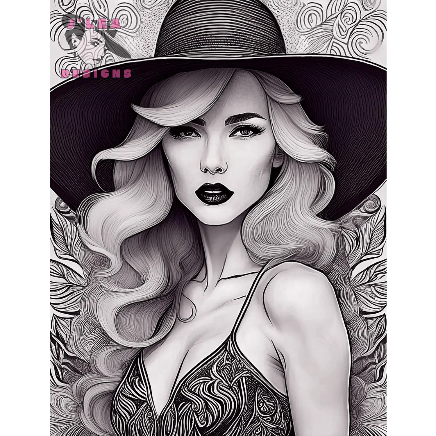 Mystical Garden: Floral Fantasy | Coloring Page - J'Lea Designs