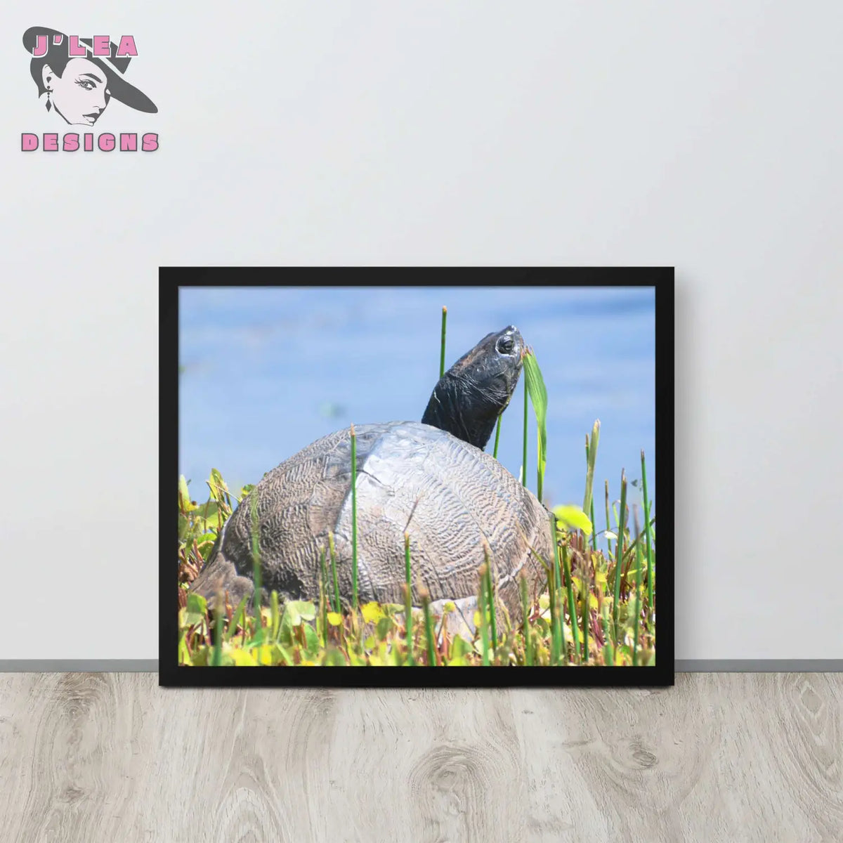 Nature’s Grace - A Turtle’s Moment Framed Fine Art Print by J’Lea Designs - Black - Wall Art