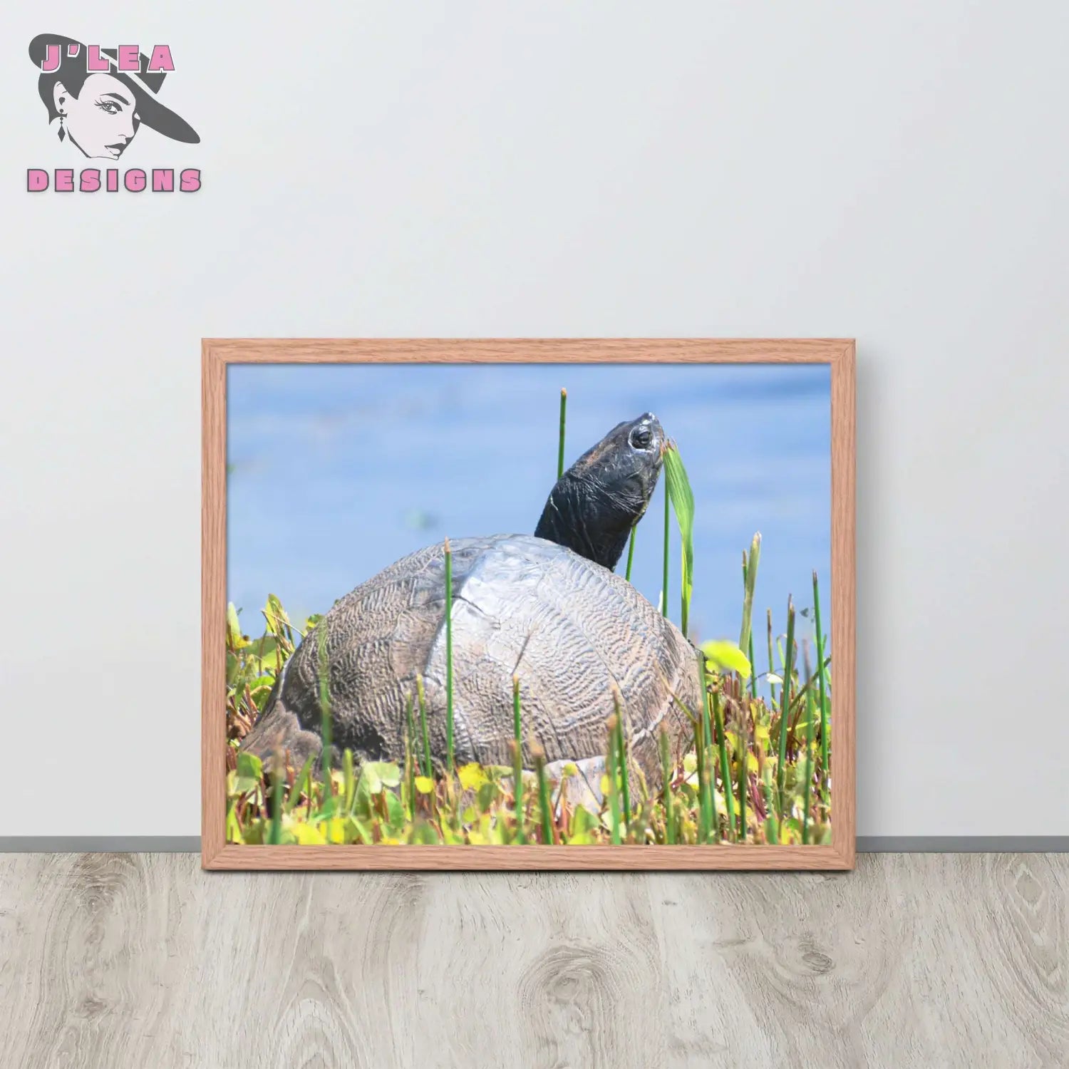 Nature’s Grace - A Turtle’s Moment Framed Fine Art Print by J’Lea Designs - Red Oak - Wall Art