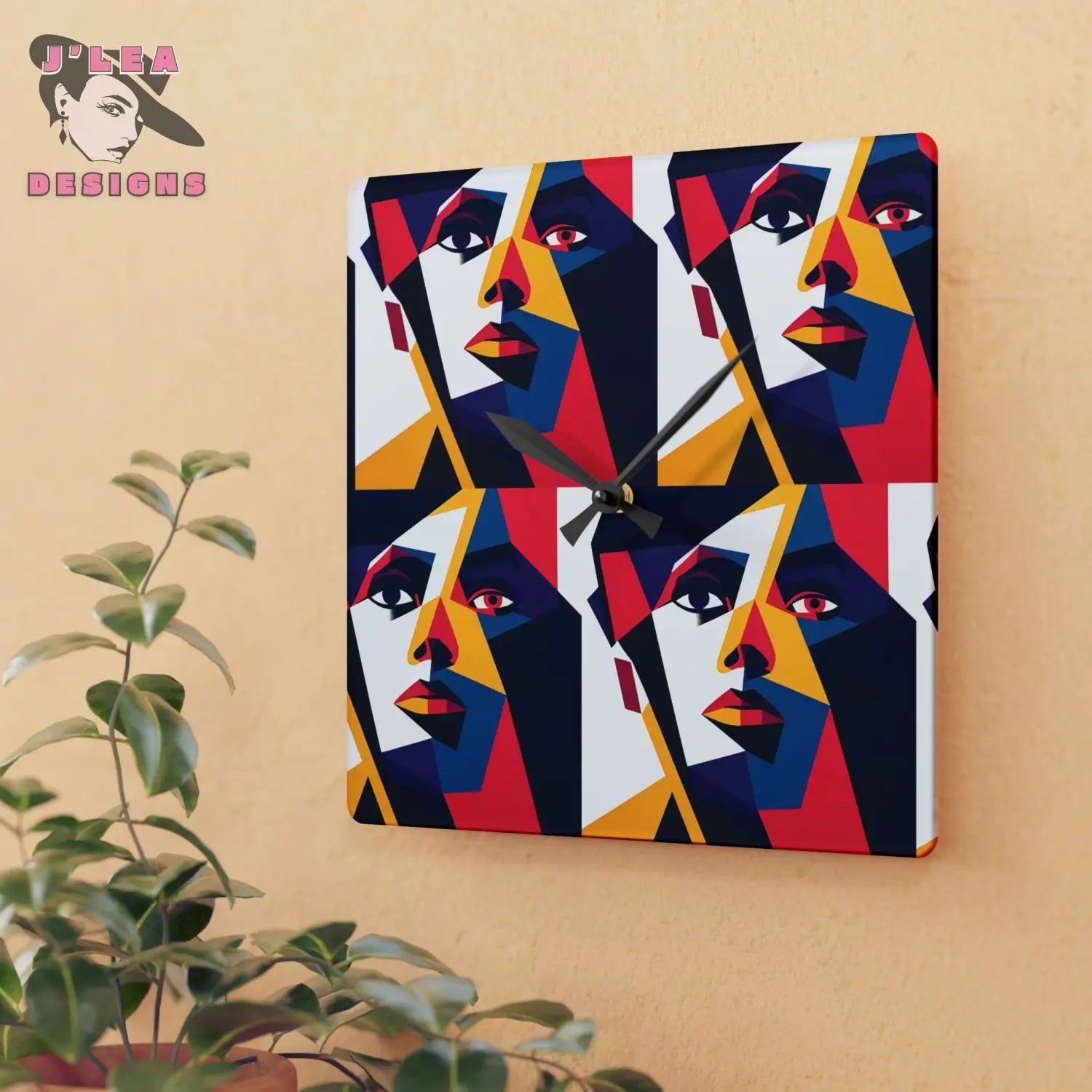 Pop Clock Bold Geometric Wall Decor 10.75’’ × 10.75’’ (Square) Home Decor