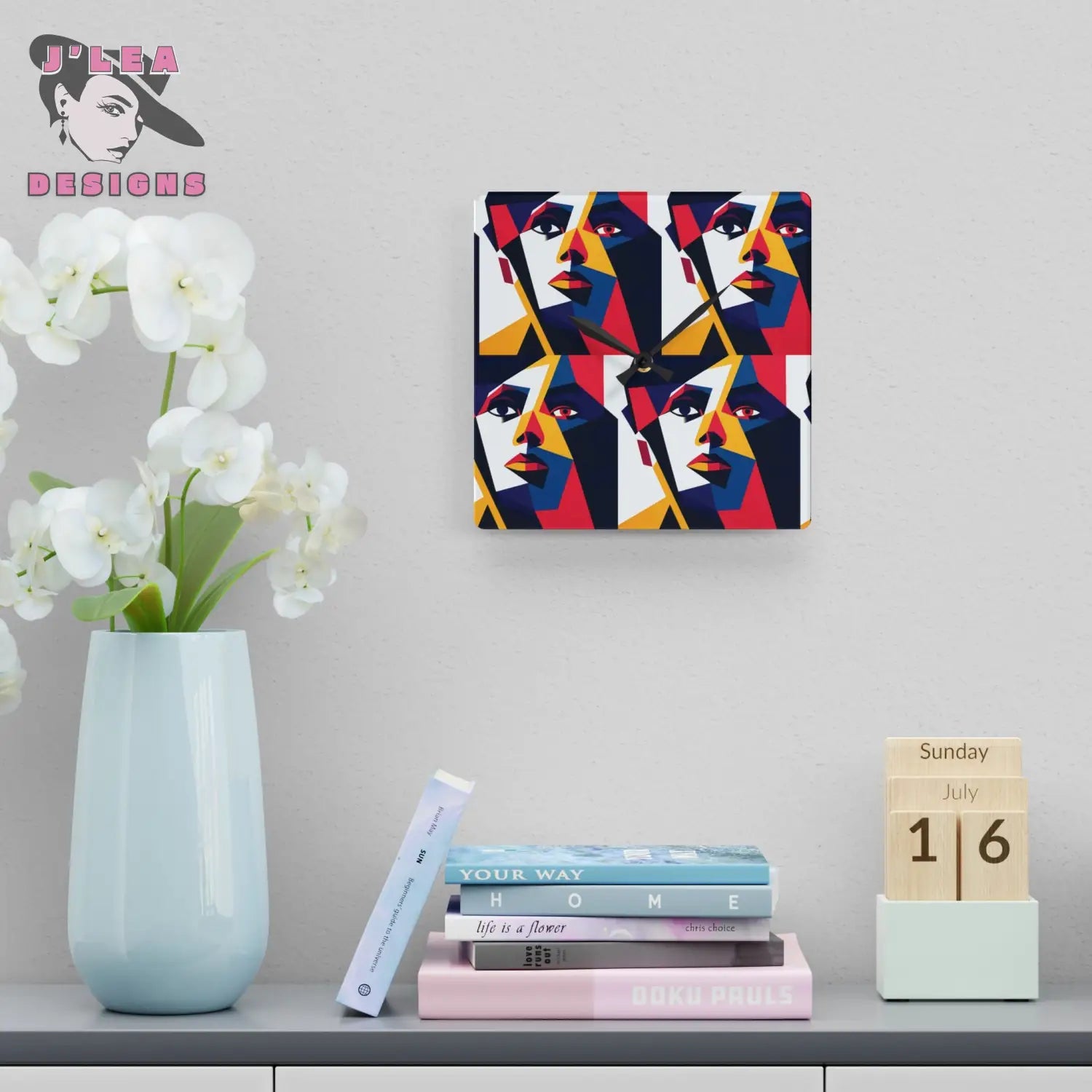 Pop Clock Bold Geometric Wall Decor 10.75’’ × 10.75’’ (Square) Home Decor
