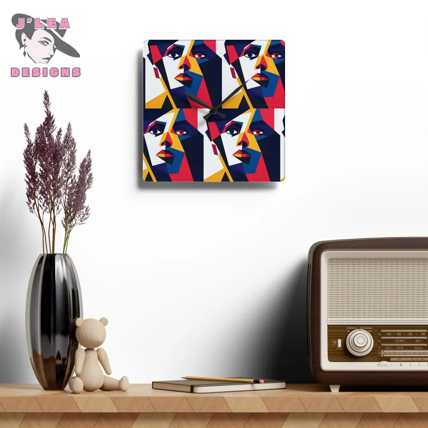 Pop Clock Bold Geometric Wall Decor 10.75’’ × 10.75’’ (Square) Home Decor