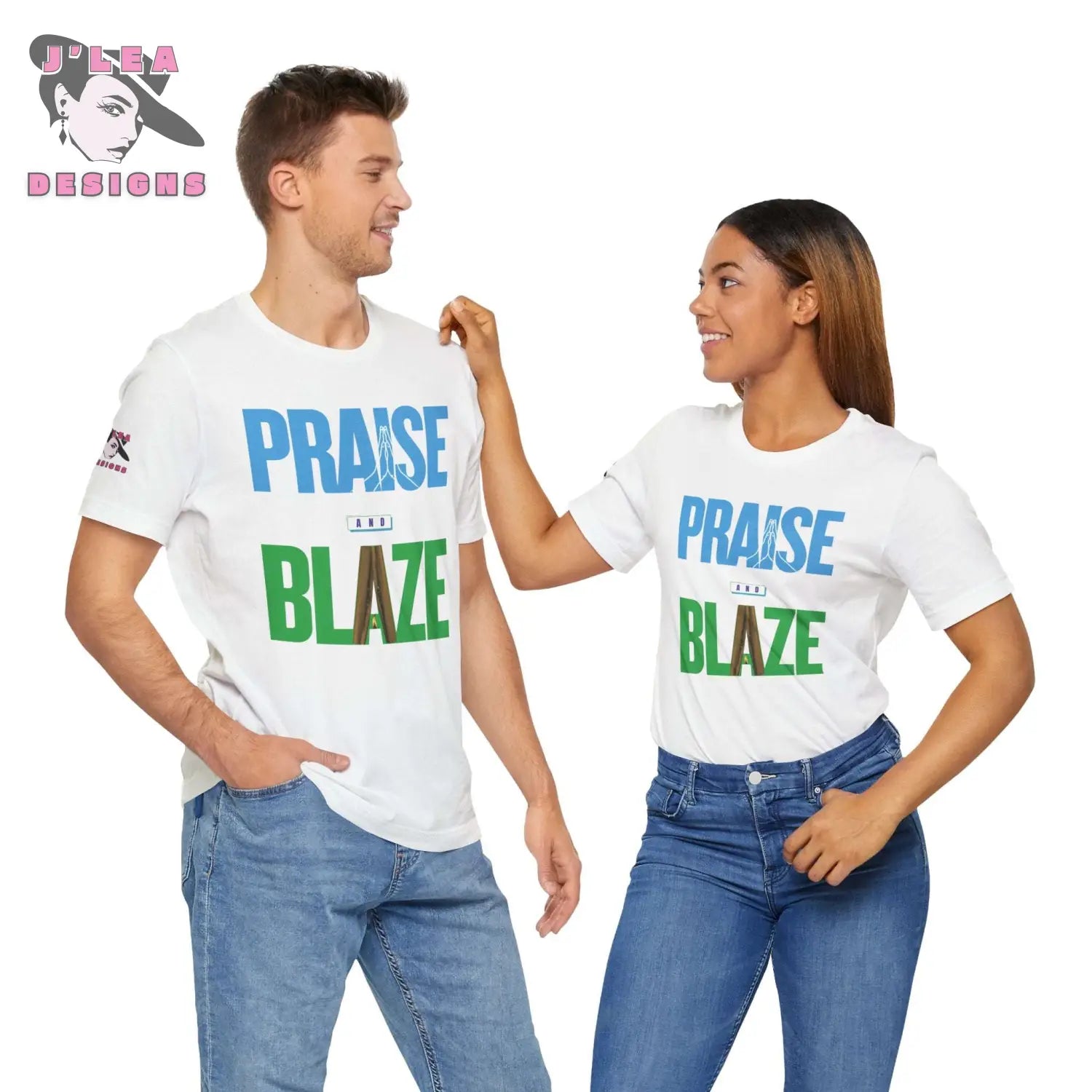 PRAISE and BLAZE | Adult Unisex Jersey Tee | Typography Design | 420 Statement Shirt - J'Lea Designs