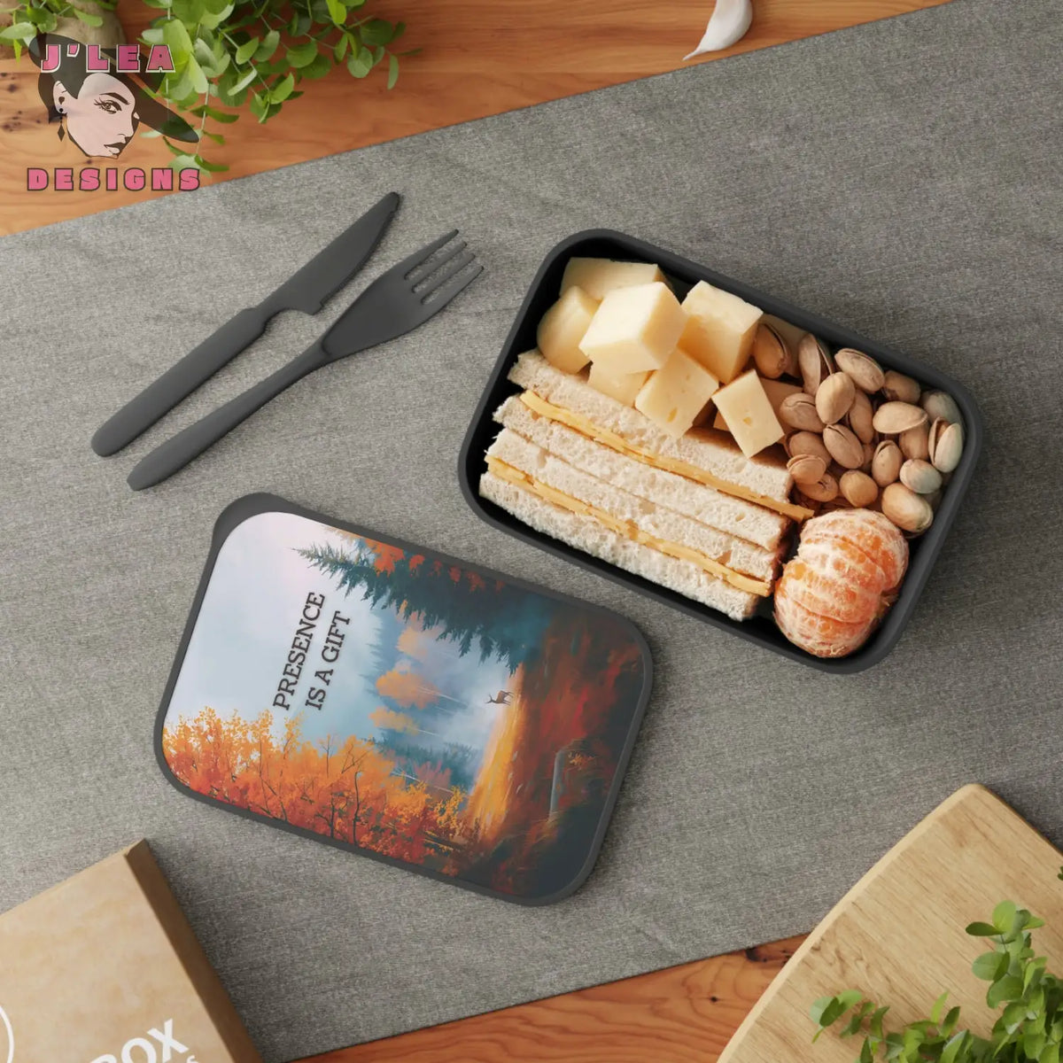 Presence Is a Gift by J’Lea Designs – Transformative Eco-Friendly Bento Box with Autumn Forest Design - Novembers