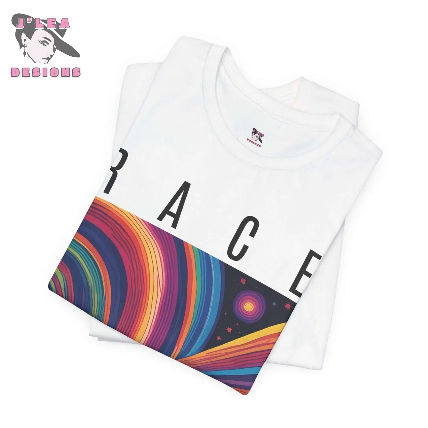 RACE | Adult Unisex Jersey Tee | Psychedelic Themed Design | AI-generated Race Car | Statement Shirt - J'Lea Designs