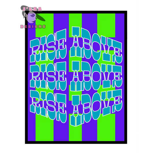 Rise Above - Turquoise Optical Affirmation Digital Art Print by J’Lea Designs - Download and Print Art