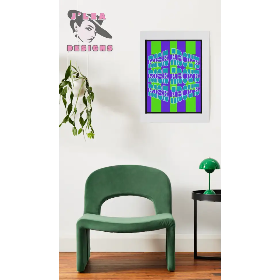 Rise Above - Turquoise Optical Affirmation Digital Art Print by J’Lea Designs - Download and Print Art
