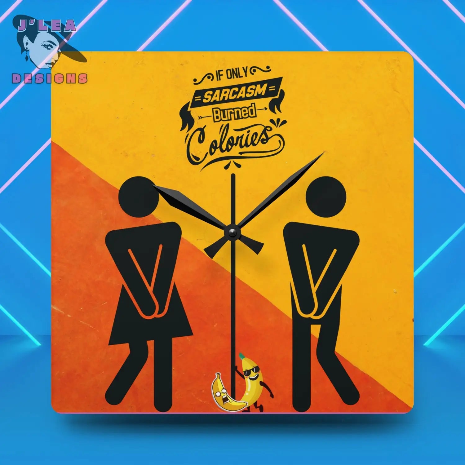 Sarcasm Burns Calories - Timekeeper by J’Lea Designs | Abstract Wall Clock for Soulful Spaces - 10.75’’ × 10.75’’