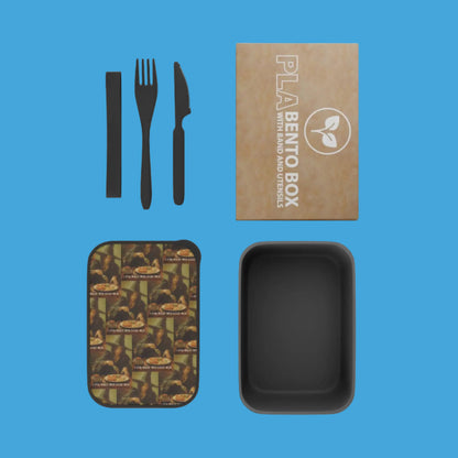 Stirring Magic: Patterned Bento Lid and Stylish Bento Box with Utensils by J’Lea Designs - Perfect for Lunch Meal Prep