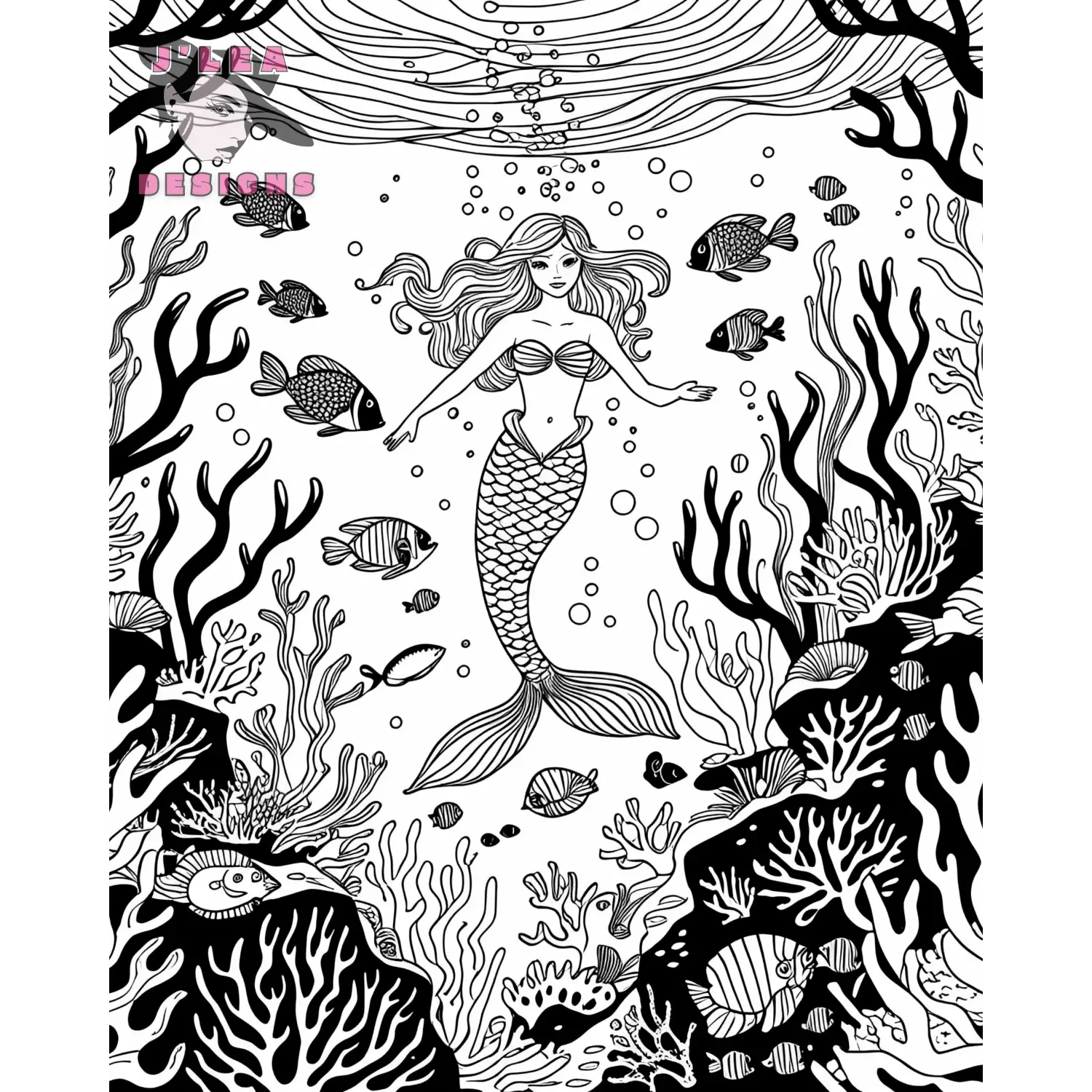 Under the Sea - Mermaid Edition | Coloring Page - J'Lea Designs