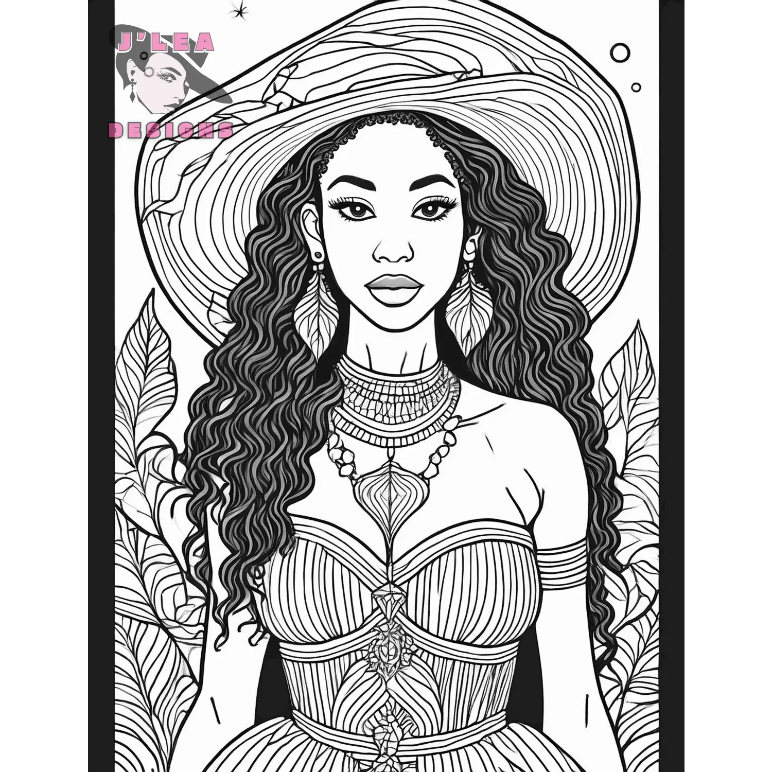 Vintage Elegance: The Blurred Portrait | Coloring Page - J'Lea Designs