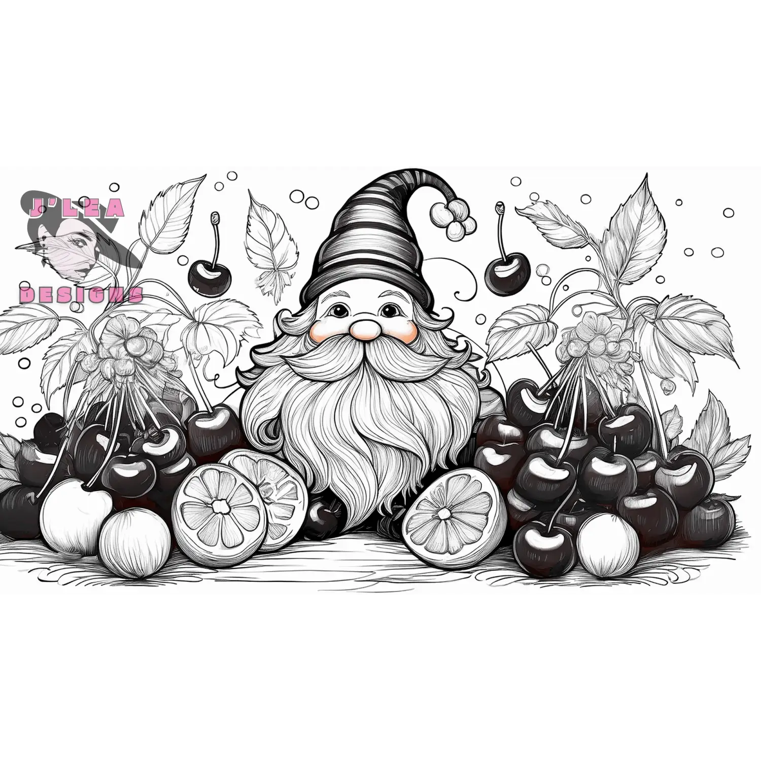 Whimsical Gnome Harvest | Page 3 | Coloring Page - J'Lea Designs