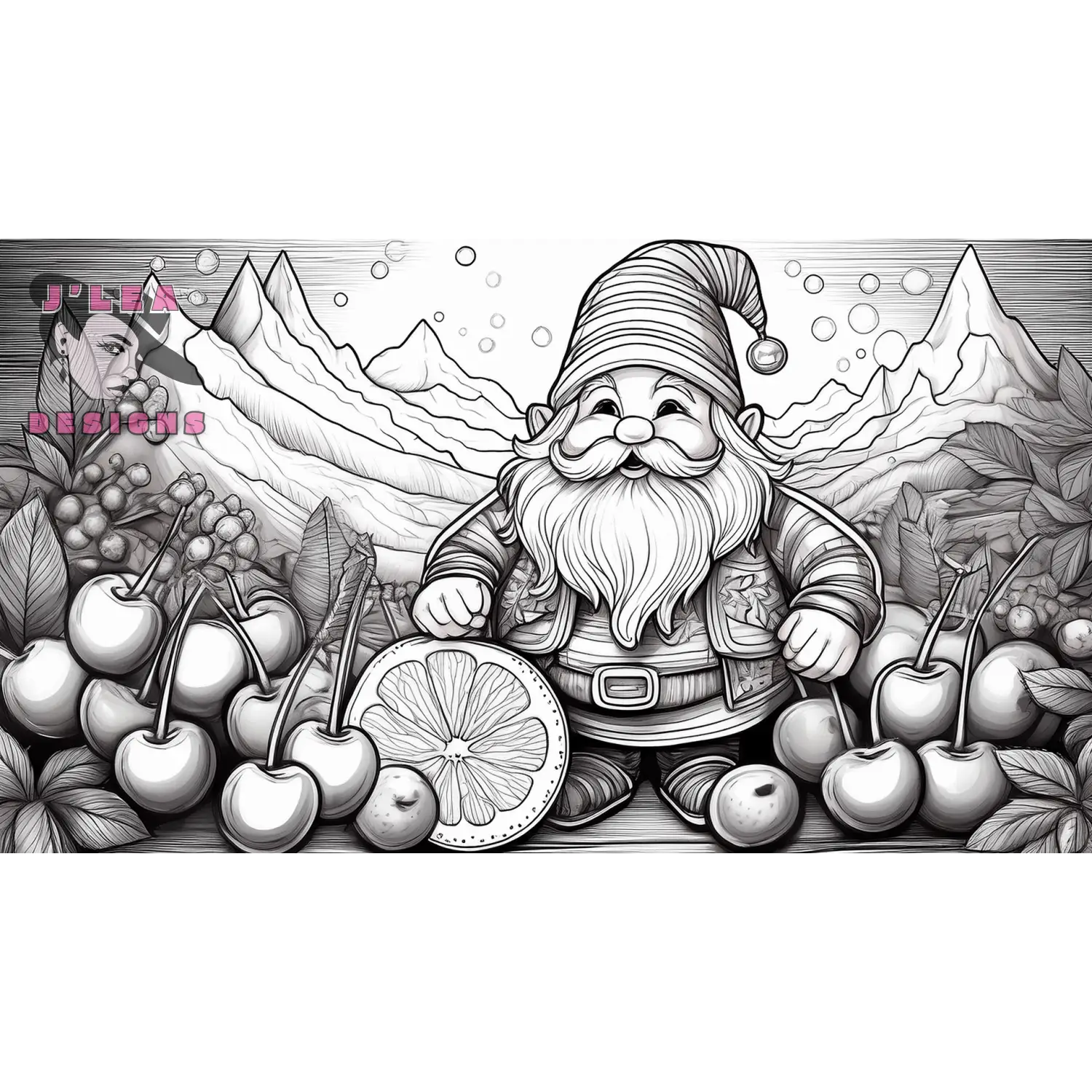 Whimsical Gnome Harvest | Page 5| Coloring Page - J'Lea Designs
