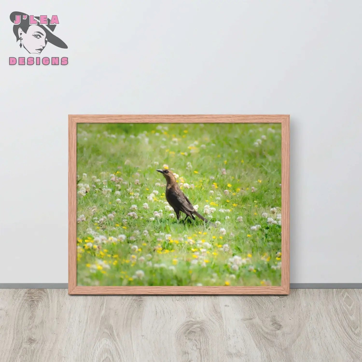 Wildlife Wonders: Grackle in the Meadow | Framed Photography Print - J'Lea Designs