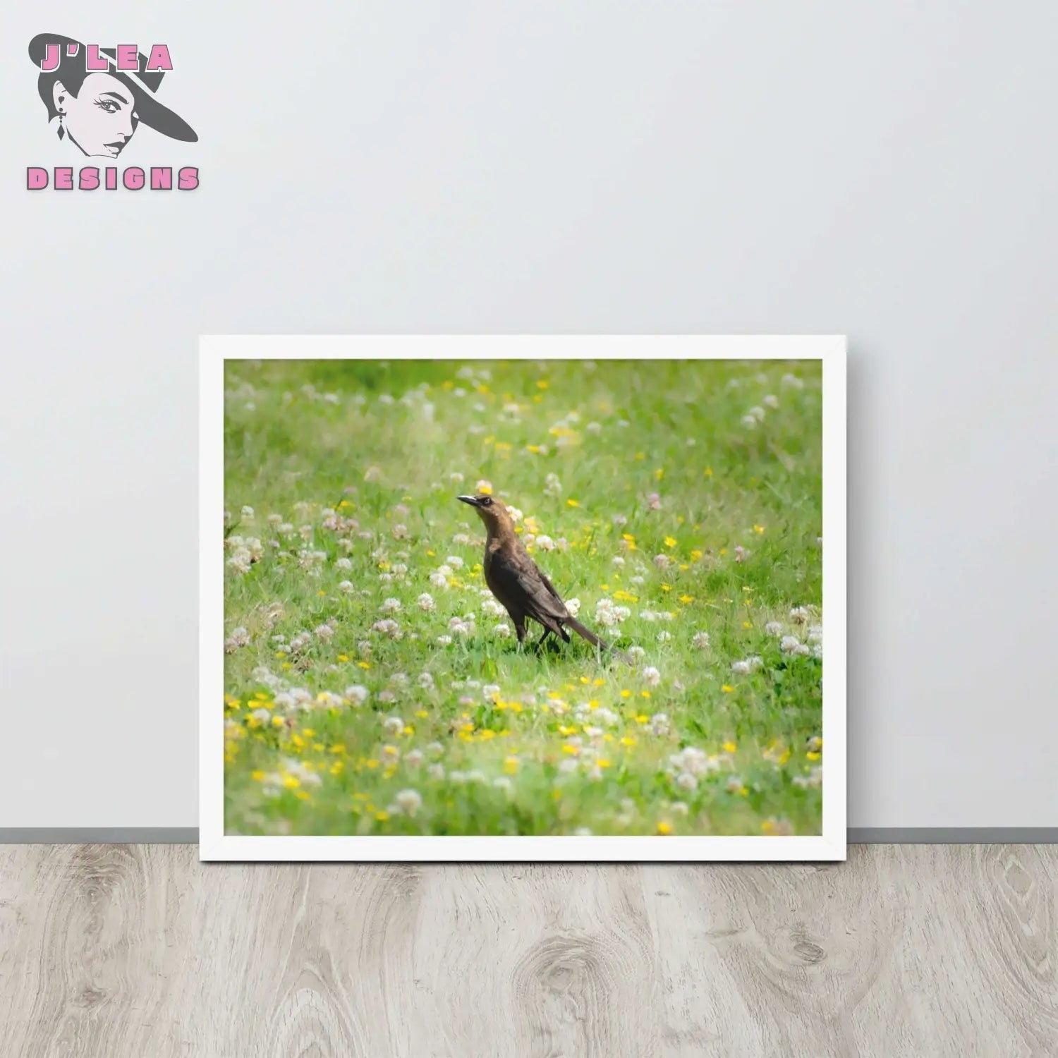 Wildlife Wonders: Grackle in the Meadow | Framed Photography Print - J'Lea Designs