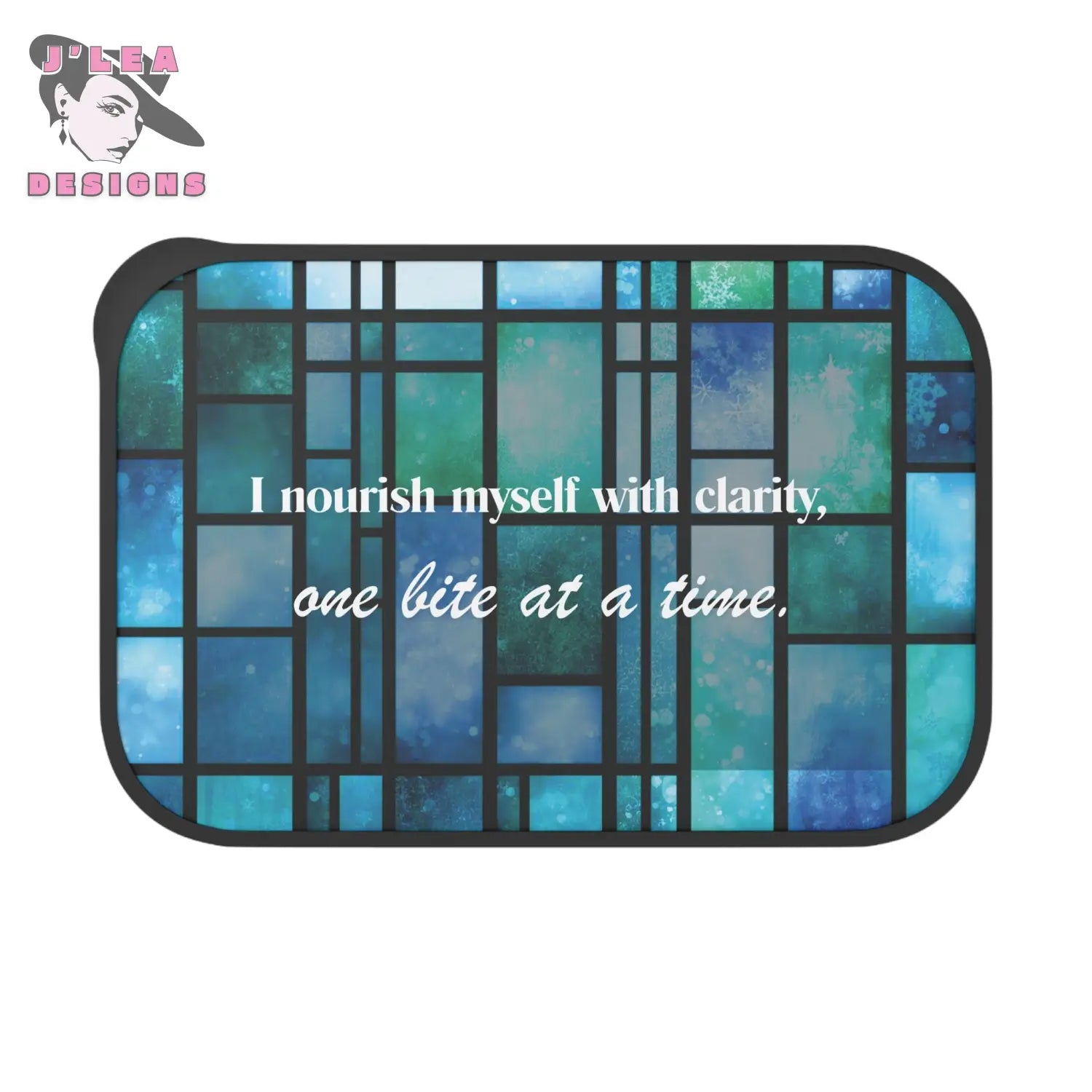 Winter Mosaic Bento Box by J’Lea Designs – Limited-Edition with Printed Affirmation for Intentional Nourishment - Black