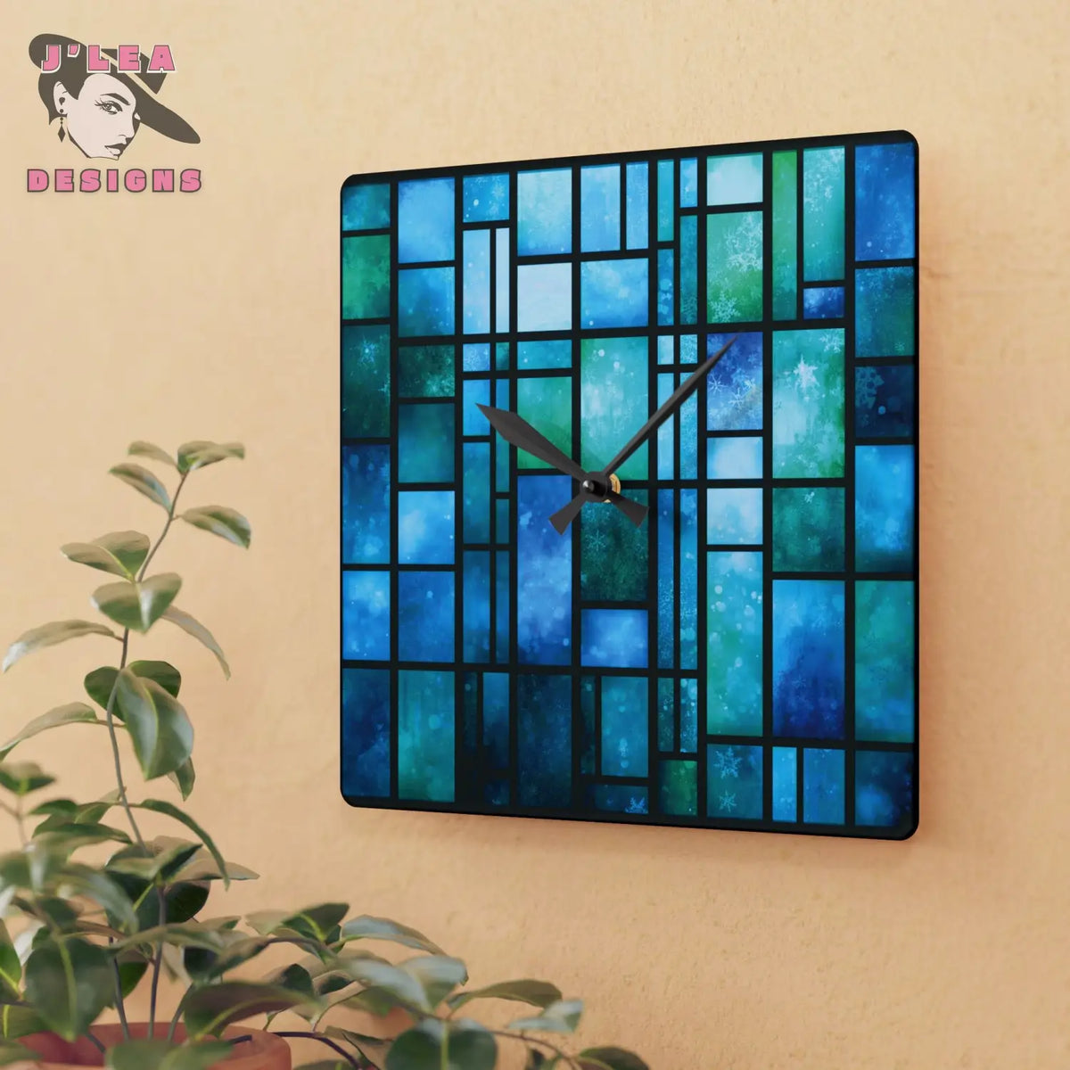 Winter Mosaic Timekeeper by J’Lea Designs - December’s Limited-Edition Abstract Wall Clock for Soulful Spaces - 10.75’’