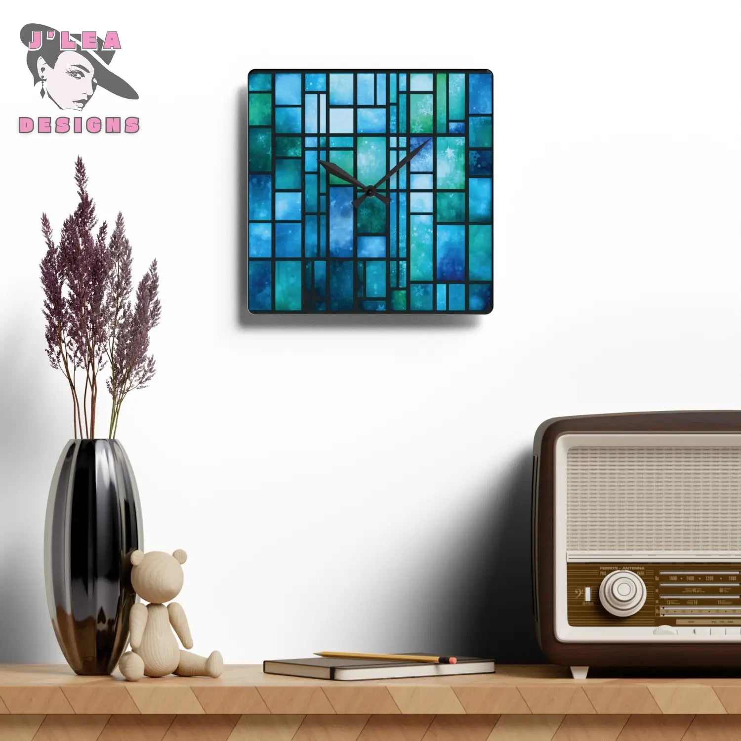 Winter Mosaic Timekeeper by J’Lea Designs - December’s Limited-Edition Abstract Wall Clock for Soulful Spaces - 10.75’’
