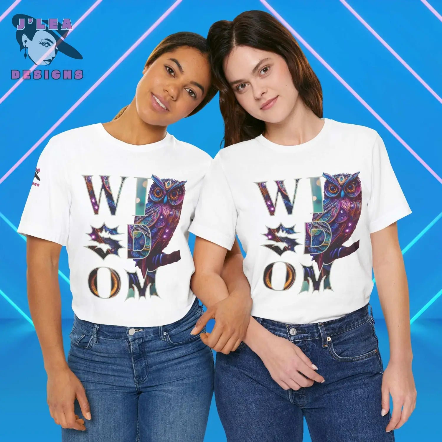 WISDOM | Adult Unisex Jersey Tee | Typography Design with AI-generated Owl | Statement Shirt - J'Lea Designs